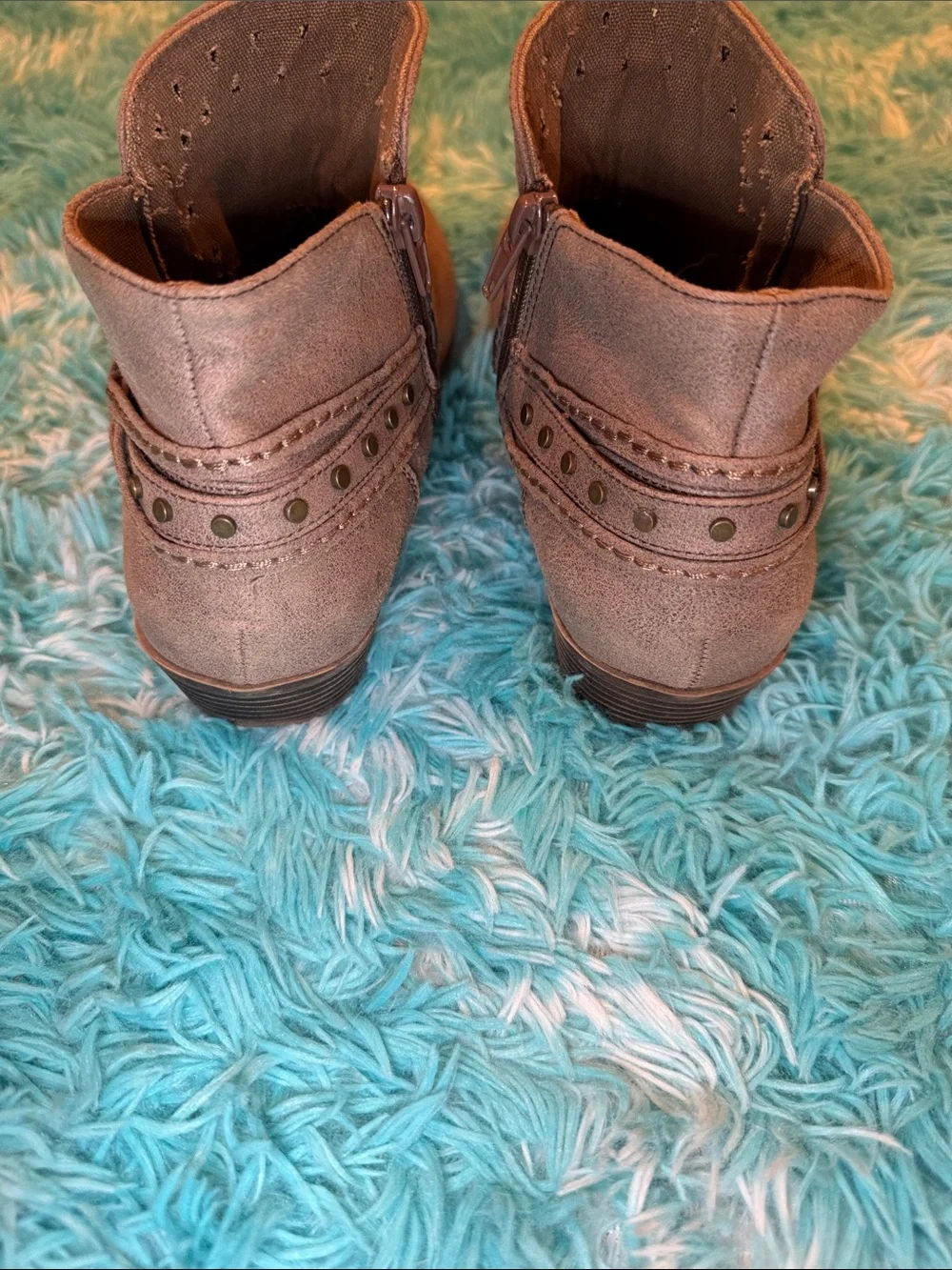 Sugar Brown Faux-Suede Ankle Booties with Strap Detail